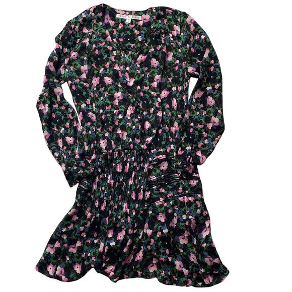 Veronica Beard Naomi Floral Mini Dress Sz 0 Women's Silk Long Sleeve Multicolor - Picture 2 of 10
